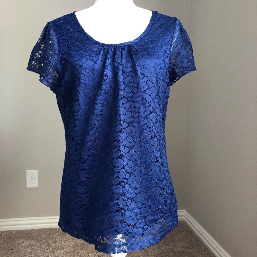 east 5th blue lace top sz L